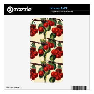 Antique Red Cherry Fruit Wallpaper Design Skins For iPhone 4S