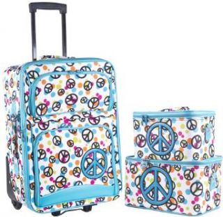 Ever Moda Black Damask 3 Piece Carry On Rolling Luggage Set 20 inch Clothing