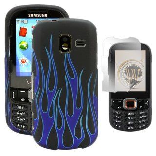 Black Blue Flame 2 Piece Snap On Hard Case Cover plus Screen Protector Film for Samsung Intensity 3 III U485 Cell Phones & Accessories