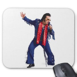 silhouette of an elvis impersonator in a blue mouse pad