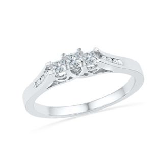 CT. T.W. Princess Cut Diamond Three Stone Ring in 10K White Gold