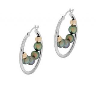 HonoraGold Cultured Pearl Double Hoop Earrings 14K Gold —