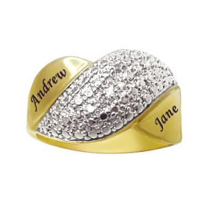Pavé Look Diamond Accent Couples Ring in Sterling Silver with 24K