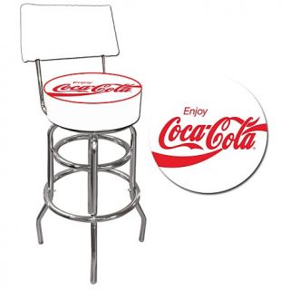Coca Cola Enjoy Coke White Bar Stool with Back   30in