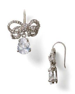 Juicy Couture Pave Bow Icons Drop Earring Silver Crystal YJRUS486  Juicy Couture Teardrop Earrings  