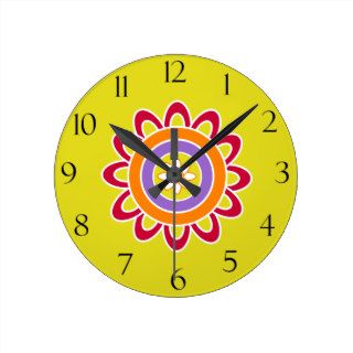 Red and Orange Flower Wall Clock