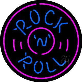 Rock and Roll Record Clear Backing Neon Sign 26" Tall x 26" Wide  Business And Store Signs 