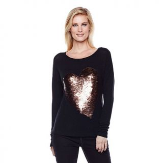 DG2 Sequin Heart Hi Low Sweater