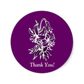 Purple Lily Bouquet Modern Thank You Round Stickers