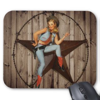 vintage pin up cowgirl country fashion mousepad