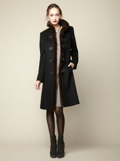 Fur Trim Wool Cashmere Coat by Cinzia Rocca