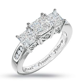 CT. T.W. Princess Cut Quad Diamond Past Present Future® Ring in 14K