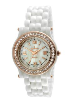 Womens White Ceramic, Mother Of Pearl, & Rose Gold Watch by Peugeot Watches