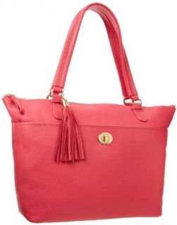 Tommy Hilfiger Turnlock Tassel Pebble Tote,Raspberry,One Size Clothing