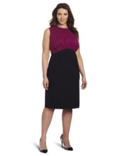 Kenneth Cole New York Women's Plus Size Mixed Media Pleated Dress