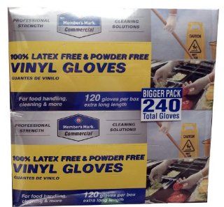 Member's Mark Commercial 100% Latex & Powder Free Vinyl Gloves 120 2 PK (extra long) Health & Personal Care