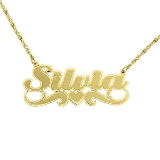 Script Name Necklace with Heart Design in 10K Gold (3 9 Letters