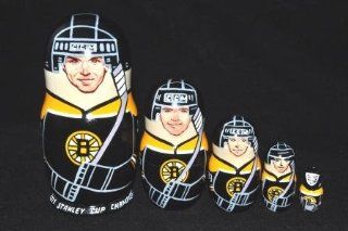 Russian Nesting Dolls Boston Bruins Hockey, 5 Piece, 6" Tall 
