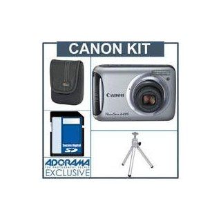 Canon Powershot A495 Digital Camera Kit,   Silver   with 4GB SD Memory Card, Camera Case, Table Top Tripod  Point And Shoot Digital Camera Bundles  Camera & Photo
