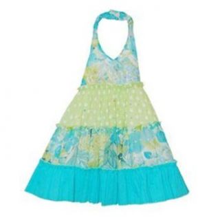 Blueberi Boulevard Girl's Floral Crinkled Tiered Halter Sundress (4) Clothing