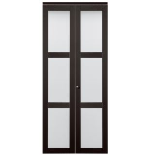 ReliaBilt 36 in x 80 in Espresso 3 Lite Tempered Frosted Glass Interior Bifold Closet Door