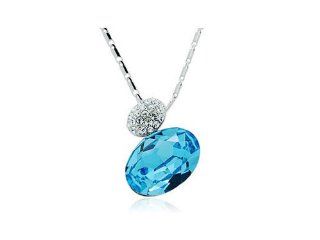 Light Sapphire Magic Potion Perfume Bottle Swarovski Crystal Pendant Necklace Jewelry