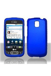 LG P509 Optimus T Rubberized Shield Hard Case   Blue Cell Phones & Accessories