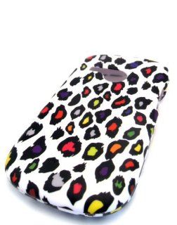 Lg 501c Multi Color Rainbow Cheetah Print Design HARD RUBBERIZED FEEL RUBBER COATED Case Cover Skin Protector TracFone Straight Talk Lg501c Cell Phones & Accessories