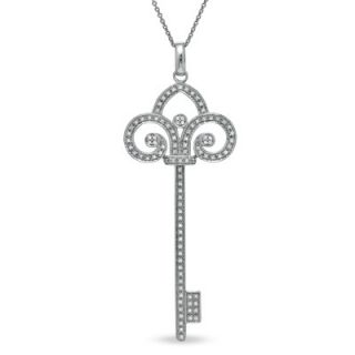 CT. T.W. Diamond Fleur de Lis Key Pendant in Sterling Silver