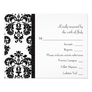 Black and White Damask Wedding RSVP Cards Announcement