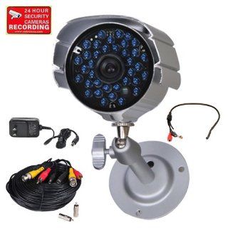 VideoSecu Outdoor Bullet Surveillance Security Camera CCTV IR Home Video Day Night Vision 420TVL 36 Infrared Leds with Audio Microphone, Extension Cable and Power Supply WI8  Dome Cameras  Camera & Photo