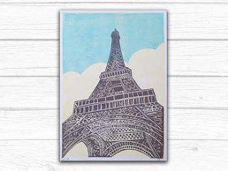 eiffel tower lino print by knockout