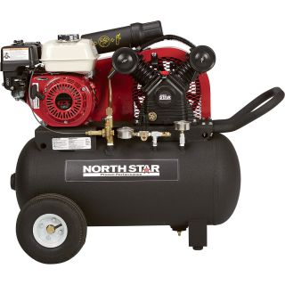 NorthStar Portable Gas-Powered Air Compressor — Honda 163cc OHV Engine, 20-Gallon Horizontal Tank, 13.7 CFM @ 90 PSI  Gas Powered Air Compressors