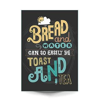 'toast and tea' typographical print by the happy pencil
