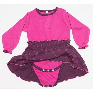 organic pink and purple long sleeve onesie dress by mittymoos