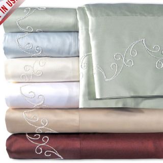Veratex Supreme Sateen 500 Thread Count Scroll Pillowcase (Set of 2)