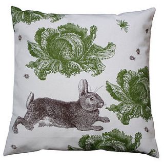 rabbit and cabbage cotton cushion by thornback & peel