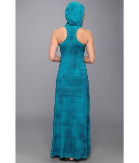 Pink Lotus Tied Hooded Racer Back Maxi Turquoise