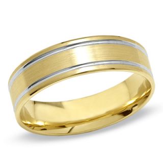 Mens 6.0mm Comfort Fit Wedding Band in 10K Two Tone Gold   Zales