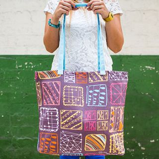 doodle squares canvas shopper bag by rachael taylor