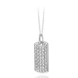 DB Designs Sterling Silver Diamond Accent Dog Tag Necklace DB Designs Diamond Necklaces