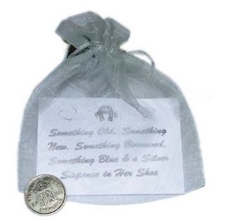 lucky sixpence for bride in organza bag by sleepyheads