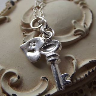 personalised silver key pendant necklace by lucy kemp jewellery