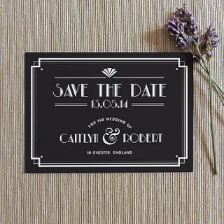 art deco style save the date invitation by project pretty