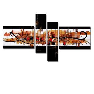 'Abstract Squares' Hand Painted Canvas Art (4 Piece) DESIGN ART Canvas