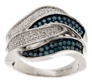 AffinityDiamond 3/4 ct tw Blue and White Crossover Ring, Sterling —