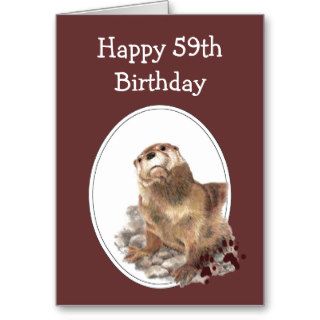 59th Birthday Humor with Cute Watercolor Otter Greeting Cards