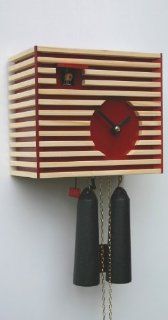 Modern cuckoo clock Bauhaus Design, red, 8 day  
