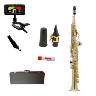 Legacy SS1000_w_LegMpc_Kit Intermediate Soprano Saxophone with Case, Accessories and Mouthpiece Musical Instruments