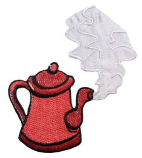 ID #1282 Steaming Coffee Pot Embroidered Iron On Applique Patch